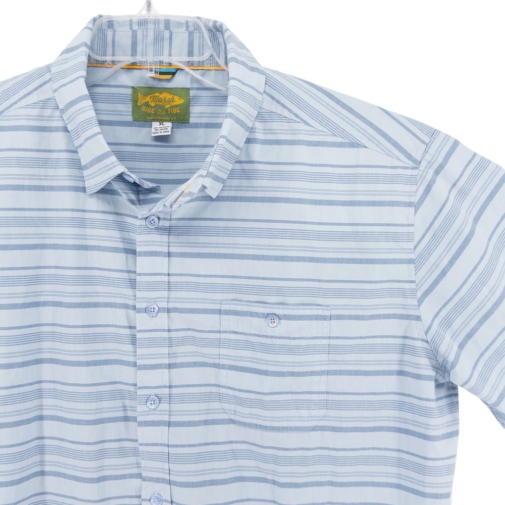 Reef & Ridge Light Blue Striped Casual Button-Down Shirt